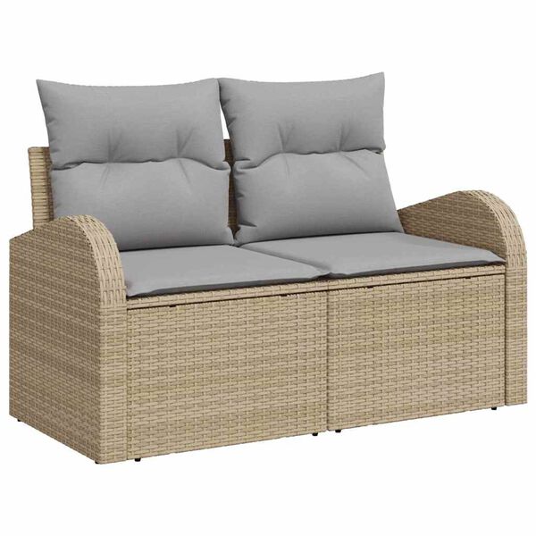 vidaXL Conjunto de sof&aacute; de jard&iacute;n con coj&iacute;n 7 pcs beige y gris claro