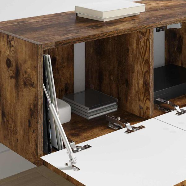 vidaXL Mueble de TV Montado en la Pared Roble ahumado