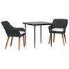 vidaXL Conjunto de Comedor de Jard&iacute;n 3 uds. Negro rat&aacute;n sint&eacute;tico