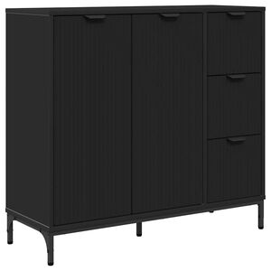 vidaXL Aparador Negro 89,5 x 33 x 82 cm Madera de ingenier&iacute;a