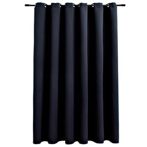 vidaXL Cortina opaca con anillas de metal negro 290x245 cm