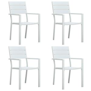 vidaXL Sillas de jard&iacute;n 4 unidades HDPE aspecto de madera blanco