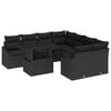 vidaXL Conjunto de sof&aacute; de jard&iacute;n 9 uds. Negro rat&aacute;n sint&eacute;tico