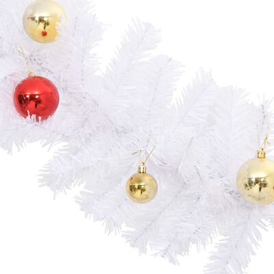 vidaXL Guirnalda de Navidad decorada con bolas blanco 10 m