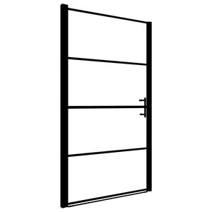 vidaXL Puerta de ducha de vidrio templado esmerilado negra 81x195 cm