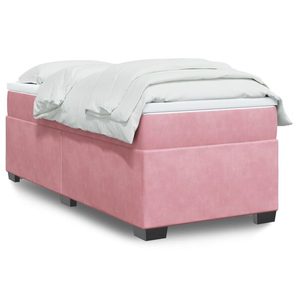 vidaXL Cama box spring con colch&oacute;n terciopelo rosa 80x200 cm