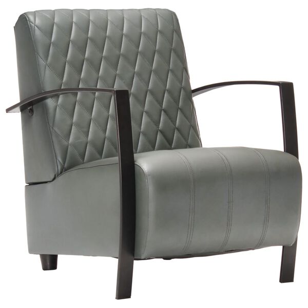 vidaXL Sill&oacute;n de cuero aut&eacute;ntico gris