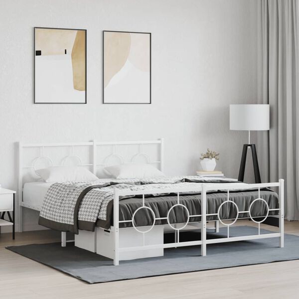 vidaXL Estructura cama sin colchón con estribo metal blanco 160x200 cm