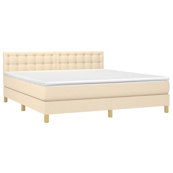vidaXL Cama box spring con colch&oacute;n tela color crema 180x200 cm