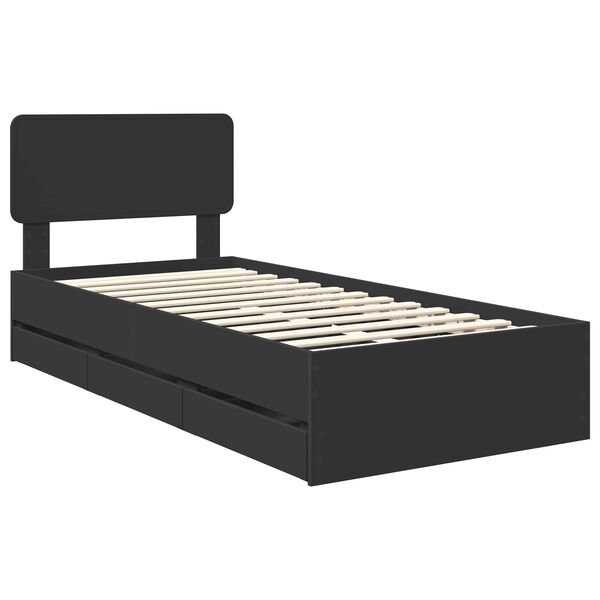 vidaXL Estructura de cama Negro 100 x 200 cm Madera de ingenier&iacute;a
