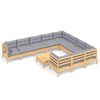 vidaXL Juego de muebles de jard&iacute;n 11 pzas y cojines madera de pino
