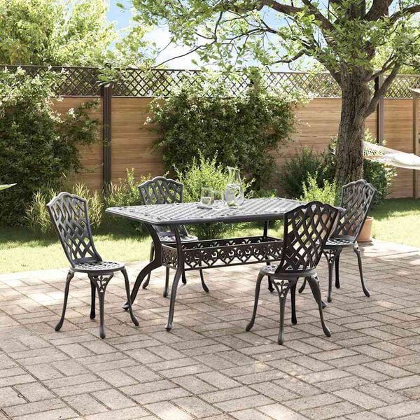 vidaXL Conjunto de Comedor de Jard&iacute;n 5 pcs Negro Aluminio