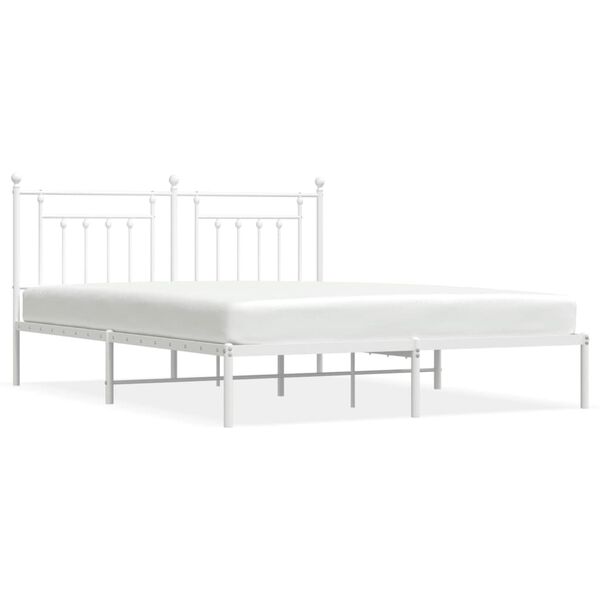 vidaXL Estructura cama sin colch&oacute;n con cabecero metal blanco 180x200cm
