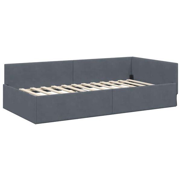vidaXL Estructura de cama en esquina Gris oscuro 100 cm x 200 cm