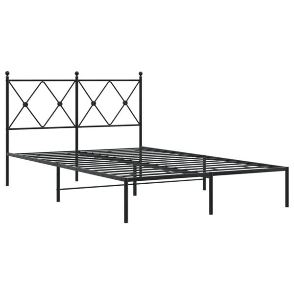 vidaXL Estructura cama sin colch&oacute;n con cabecero metal negro 120x200 cm