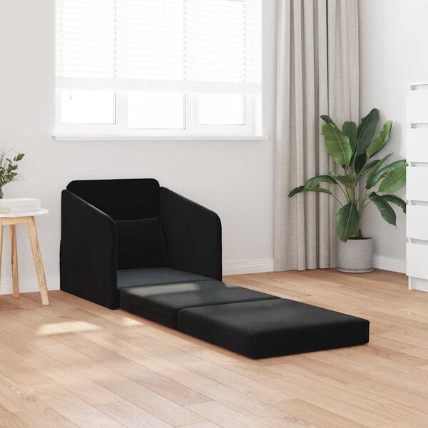 vidaXL Sof&aacute; cama Negro 65 x 80 x 83 cm Terciopelo