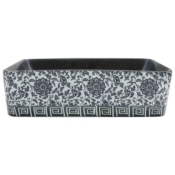 vidaXL Lavabo de encimera rectangular cer&aacute;mica negro azul 46x35,5x13cm