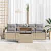 vidaXL Conjunto de sof&aacute; de jard&iacute;n 5 pcs Beige Rattan de Poli&eacute;ster