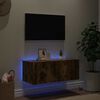 vidaXL Mueble de TV de pared con luces LED roble ahumado 80x35x31 cm
