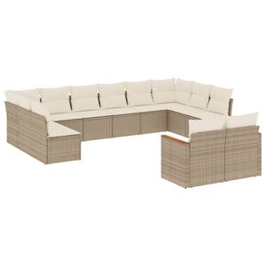 vidaXL Set de sof&aacute;s de jard&iacute;n 12 pzas y cojines rat&aacute;n sint&eacute;tico marr&oacute;n