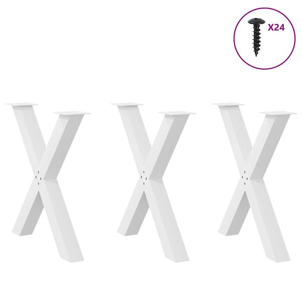 vidaXL Patas para mesa de comedor en forma de X (3 unidades), color blanco, 80 x (72-73) cm, acero