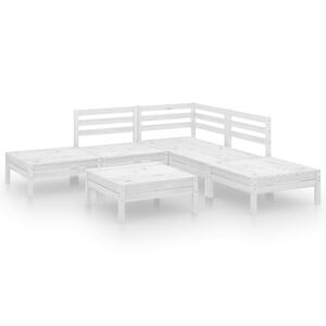 vidaXL Juego de muebles de jard&iacute;n 6 piezas madera maciza pino blanco