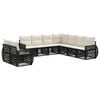 vidaXL Conjunto de sof&aacute;s de jard&iacute;n 9 pcs Negro y Blanco Crema