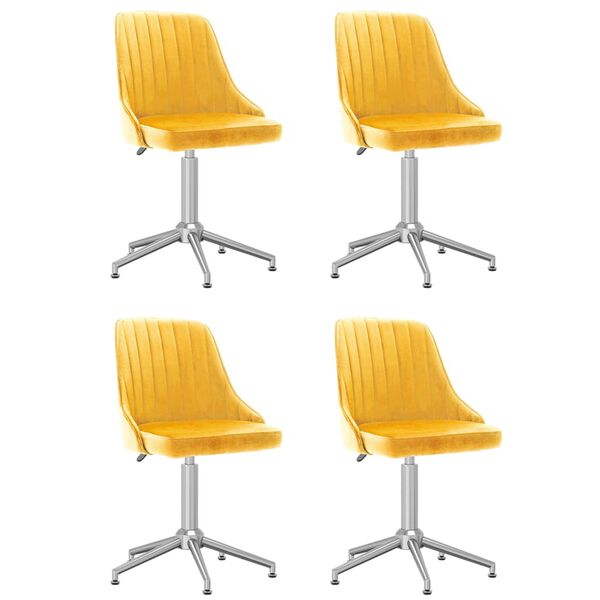 vidaXL Sillas de comedor giratorias 4 uds terciopelo amarillo