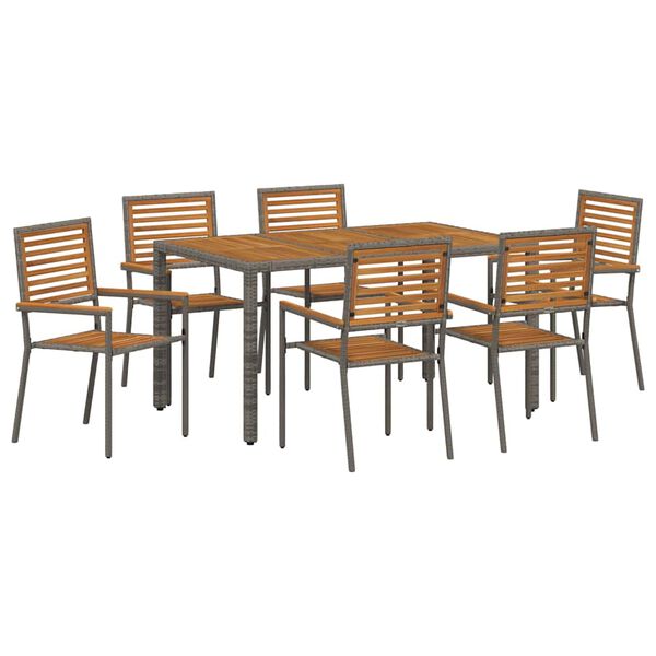 vidaXL Conjunto de Comedor de Jard&iacute;n 7 pcs Gris y marr&oacute;n
