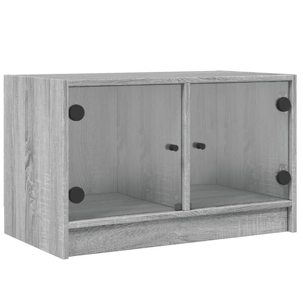 vidaXL Mueble de TV con puertas de vidrio gris Sonoma 68x37x42 cm