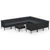 vidaXL Set de muebles de jard&iacute;n 11 pzas cojines rat&aacute;n sint&eacute;tico negro