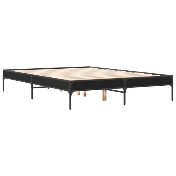 vidaXL Estructura de cama madera de ingenier&iacute;a y metal negro 135x190cm