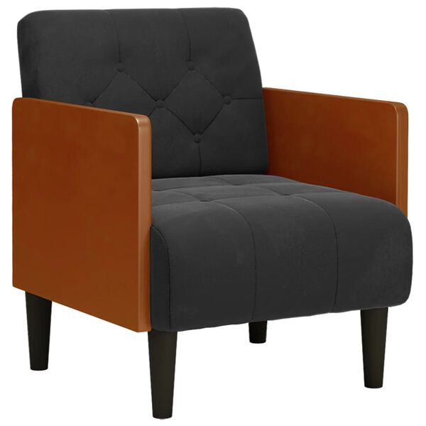 vidaXL Sill&oacute;n con reposabrazos Terciopelo negro 55 cm