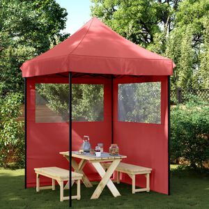 vidaXL Tienda de fiesta plegable Pop-Up 2 paredes laterales burdeos