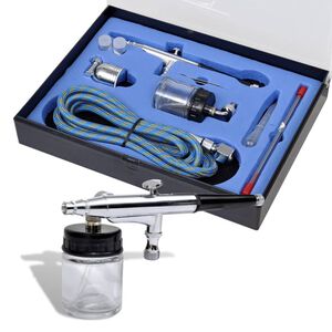 vidaXL Ser de aer&oacute;grafo con jarra de vidrio boquillas 0,2 /0,3/0,5 mm