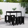 vidaXL Set de mesa y taburetes altos jardín 5 piezas madera pino negro
