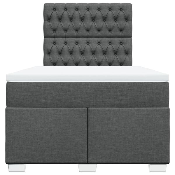 vidaXL Cama box spring con colch&oacute;n tela gris oscuro 120x190 cm
