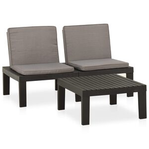 vidaXL Set de muebles de jardín 2 piezas con cojines plástico gris