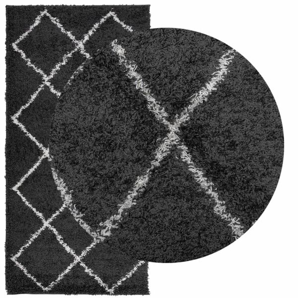 vidaXL Alfombra de pelo largo moderna PAMPLONA negro y crema 100x200cm