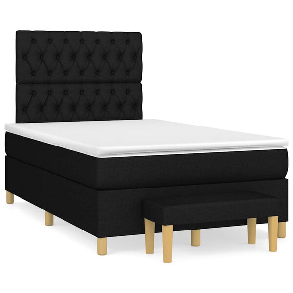 vidaXL Cama box spring con colch&oacute;n tela negro 120x190 cm