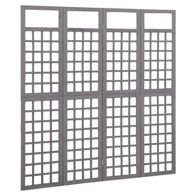 vidaXL Biombo/Enrejado de 4 paneles madera de abeto gris 161x180 cm