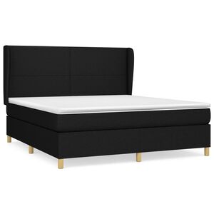vidaXL Cama box spring con colch&oacute;n tela negro 180x200 cm