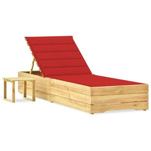 vidaXL Tumbona de jard&iacute;n con mesa y coj&iacute;n de madera de pino impregnada