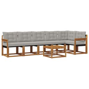 vidaXL Conjunto de sof&aacute;s de exterior 7 pcs Gris Natural y Claro