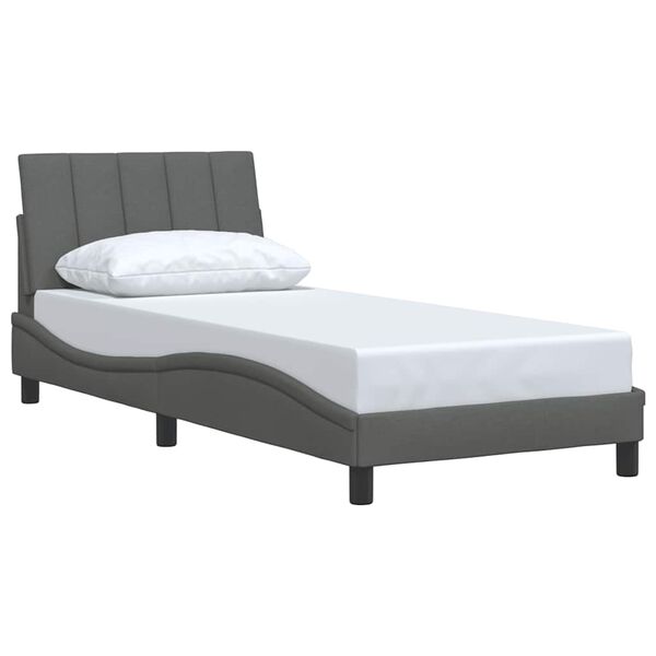 vidaXL Estructura de cama sin colch&oacute;n Hanko tela gris oscuro 90x200 cm
