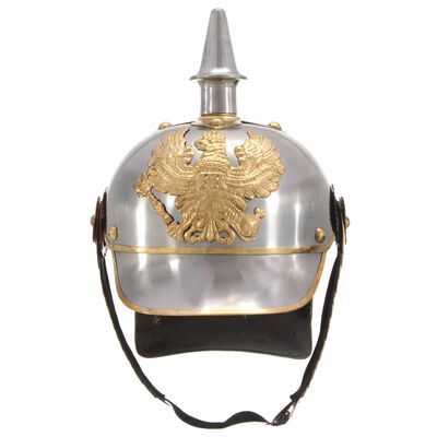 vidaXL Réplica de casco de soldado prusiano LARP acero plateado