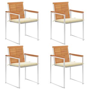 vidaXL Sillas de jard&iacute;n y cojines 4 unidades madera maciza de acacia