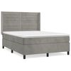 vidaXL Cama box spring con colch&oacute;n terciopelo gris claro 140x190 cm