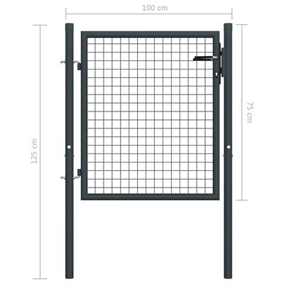 vidaXL Puerta de malla de jardín acero galvanizado gris 100x125 cm