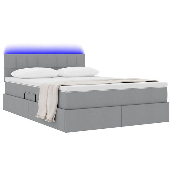 vidaXL Cama con almacenamiento y LED Gris Claro 140 x 200 cm tela